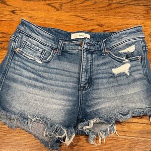 BKE Faded Blue Distressed Denim Cutoff Shorts